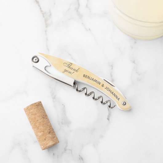 バターイエローカスタムウェディングありがとう好意 ソムリエナイフ (正面)