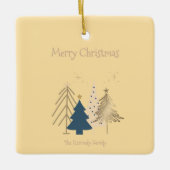 バターイエローグリーンピンク&金ゴールドクリスマスツリー セラミックオーナメント