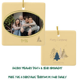 バターイエローグリーンピンク&金ゴールドクリスマスツリー セラミックオーナメント