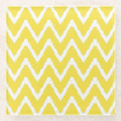 バターイエローサザンコテージシェブロン ガラスコースター (正面)