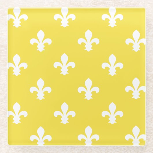 バターイエローサザンコテージフルーアデリス ガラスコースター (正面)