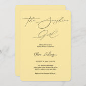 バターイエローザサンシャインガールブライダルシャワー 招待状 (正面/裏面)