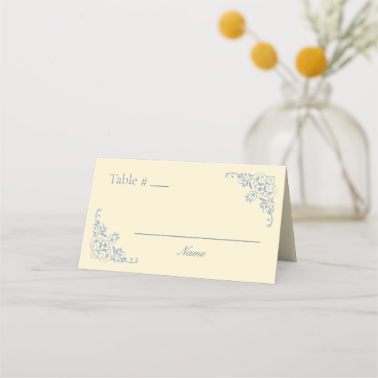 バターイエローシック空白のテーブルナンバー座席表 プレイスカード (正面)