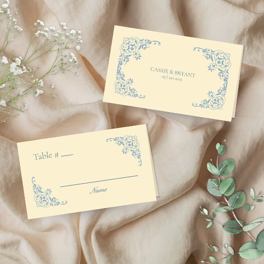 バターイエローシック空白のテーブルナンバー座席表 プレイスカード