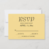 バターイエローシンプルスタイル結婚ズ 出欠カード (正面)