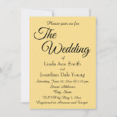 バターイエローシンプルスタイル結婚ズ 招待状 (正面)