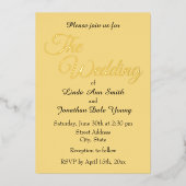 バターイエローシンプルスタイル結婚ズ 箔招待状 (正面)