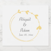 バターイエローシンプルハートリース結婚ズ スパークリングワインラベル (シングルラベル)