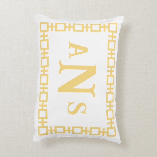 バターイエロースクエアギリシャ鍵モノグラム アクセントクッション (裏面(縦))