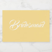 バターイエロースタイライズド結婚スクリプトの花嫁 スパークリングワインラベル (シングルラベル)