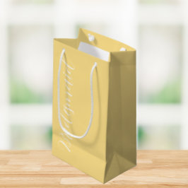 バターイエロースタイライズド結婚スクリプトの花嫁 スモールペーパーバッグ