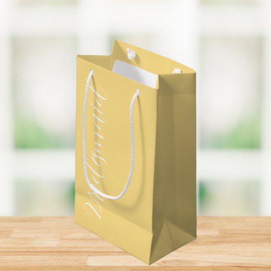 バターイエロースタイライズド結婚スクリプトの花嫁 スモールペーパーバッグ