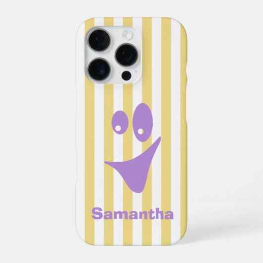 バターイエローストライプ ラベンダー クィアスマイル iPhoneケース (裏面)