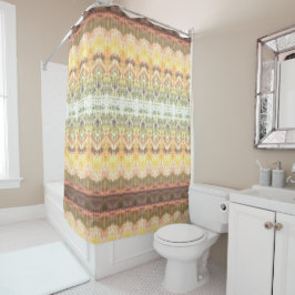 バターイエローズグリーンアンドコーラル シャワーカーテン