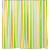 バターイエローソフトグリーンストライプ シャワーカーテン (正面)