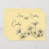 バターイエローデイジー水色名&年齢誕生日 ポストカード (正面/裏面)