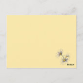 バターイエローデイジー水色名&年齢誕生日 ポストカード (裏面)