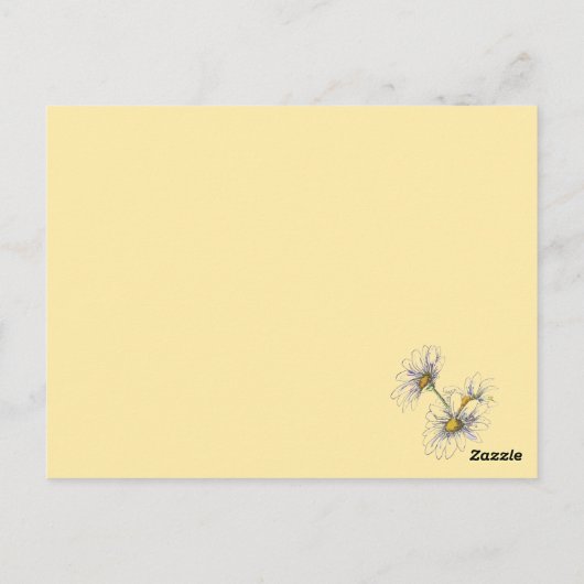 バターイエローデイジー水色名&年齢誕生日 ポストカード (裏面)