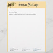 バターイエローパインフェーンクリスマスレター&写真 レターヘッド (正面)