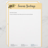 バターイエローパインフェーンクリスマスレター&写真 レターヘッド (正面/裏面)