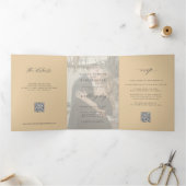 バターイエローフォトウェディングRSVP詳細QRコード 三つ折り招待状 (内部)