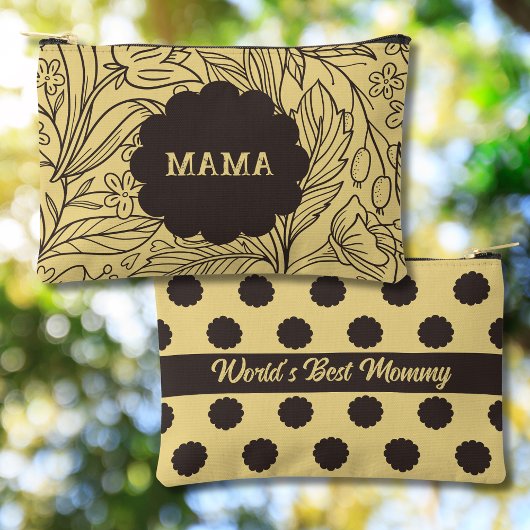 バターイエローフラワープリントパーソナライズされた化粧料 アクセサリーポーチ