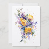 バターイエローフローラウォーターカラーエレガントな結婚式 招待状 (裏面)