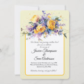 バターイエローフローラウォーターカラーエレガントな結婚式 招待状 (正面)