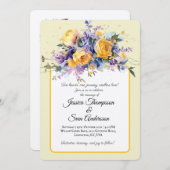 バターイエローフローラウォーターカラーエレガントな結婚式 招待状 (正面/裏面)