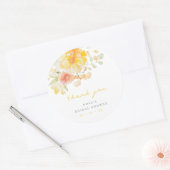 バターイエローフローラブライダルシャワーありがとう好意 ラウンドシール (封筒)