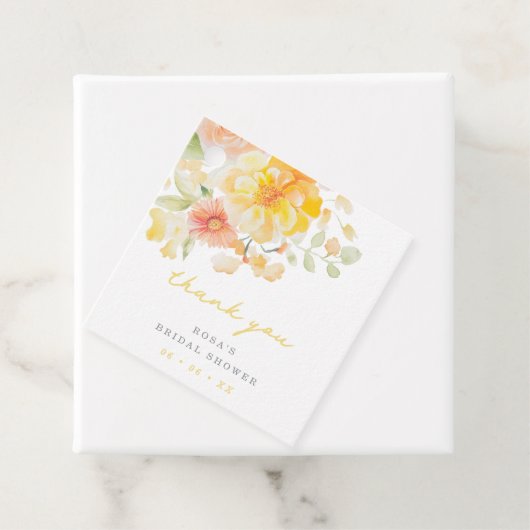 バターイエローフローラブライダルシャワーありがとう フェイバータグ (インサイチュ)