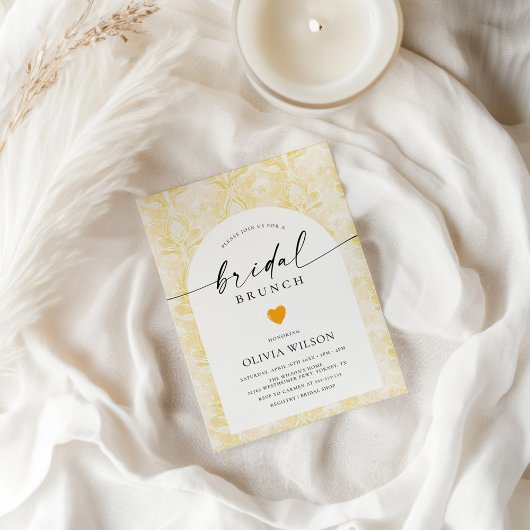 バターイエローフローラブライダルシャワー 招待状