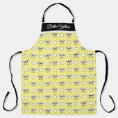 バターイエローホワイト水玉模様ボウパーソナライズされた エプロン (正面)