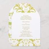 バターイエローライムグリーンダマスクウェディングのヒント 招待状 (正面/裏面)