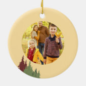 バターイエローレッド&グリーンパインツリークリスマス セラミックオーナメント (裏面)