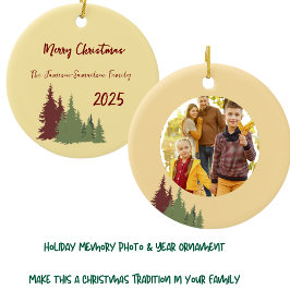 バターイエローレッド&グリーンパインツリークリスマス セラミックオーナメント