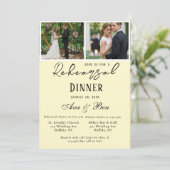 バターイエローローズの写真結婚リハーサルディナー 招待状 (スタンド正面)