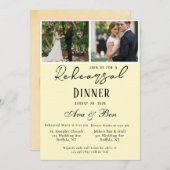 バターイエローローズの写真結婚リハーサルディナー 招待状 (正面/裏面)