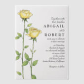 バターイエローローズの花ロマンチック結婚フローラ ベラム紙招待状 (正面)