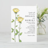 バターイエローローズの花ロマンチック結婚フローラ 招待状 (スタンド正面)