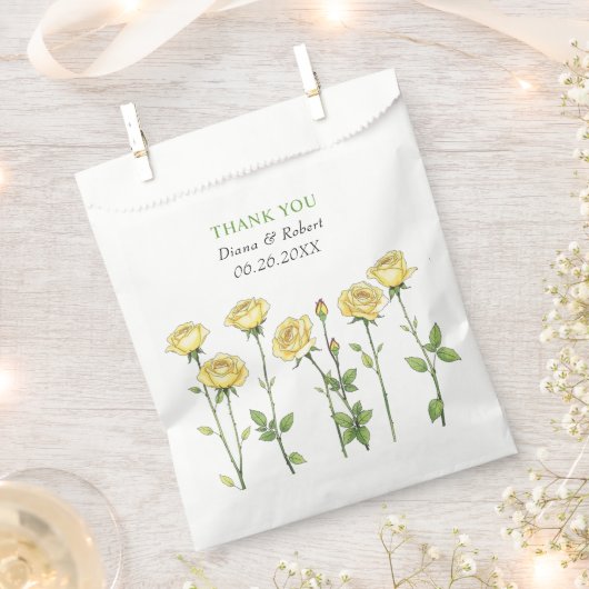 バターイエローローズフラワーサンキュー結婚ズ フェイバーバッグ (クリップ留めされた状態)