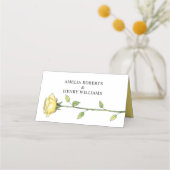 バターイエローローズフラワーロマンチックなフローラエスコート プレイスカード (裏面)