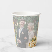 バターイエローローズブーケ結婚の写真 紙コップ (裏面)