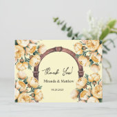 バターイエローローズブーケ結婚ーズサンキューカード 招待状 (スタンド正面)
