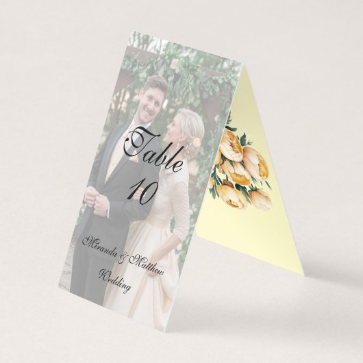 バターイエローローズ結婚のフォトテーブル番号 (裏面)