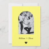 バターイエローワイルドフラワー結婚の写真 招待状 (裏面)