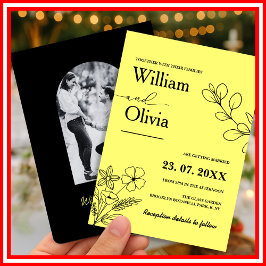 バターイエローワイルドフラワー結婚の写真 招待状