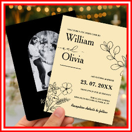 バターイエローワイルドフラワー結婚の写真 招待状