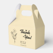 バターイエローワイルドフラワー結婚の感謝 フェイバーボックス (裏面サイド)