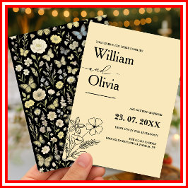 バターイエローワイルドフラワー結婚ズ 招待状